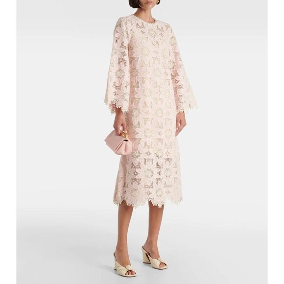 Zimmermann Ottie Cream Pink Guipure Lace Midi Wedding Dress AU0 / US2 NWT $895